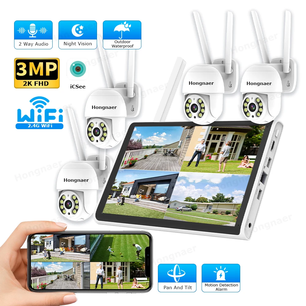 Home Security Video Cameras - 2026 Hongnaer 3MP 4 Kanallı WiFi