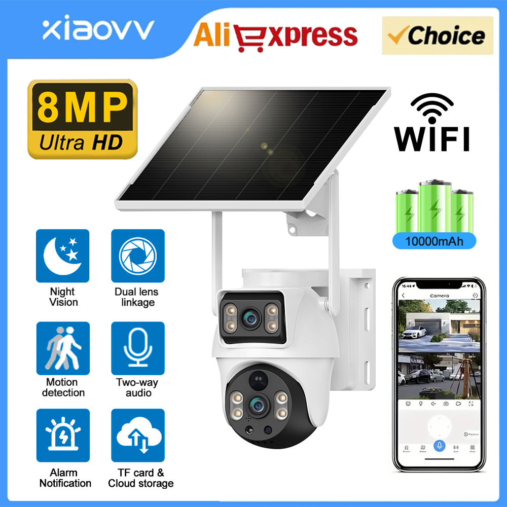 Home Security Outdoor Cameras - WiFi Güneş Enerjili Kamera Çift Lensli
