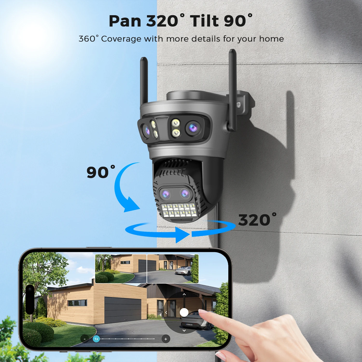 8K 20MP Dört Lensli Üç Ekranlı - Home Yard Security Cameras incelemesi ve fiyatı